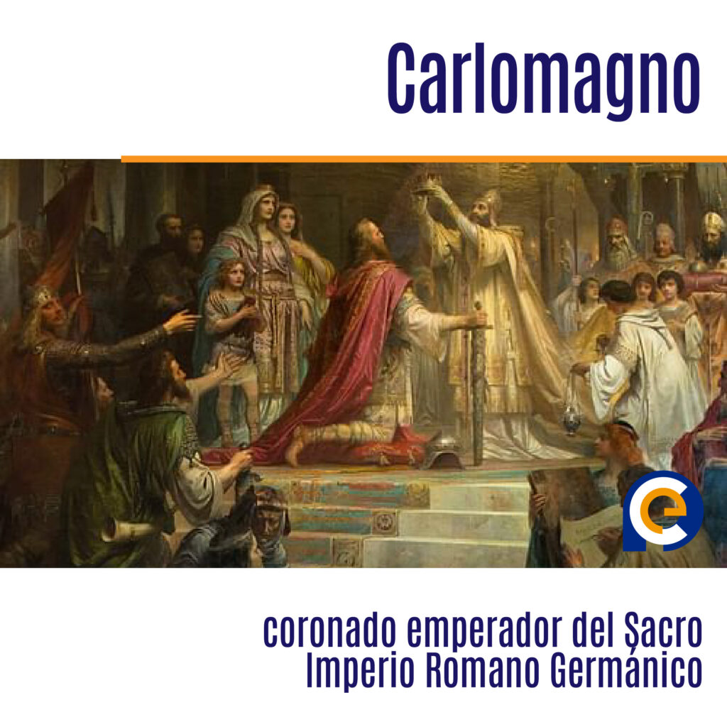 Carlomagno, coronado emperador del Sacro Imperio Romano Germánico