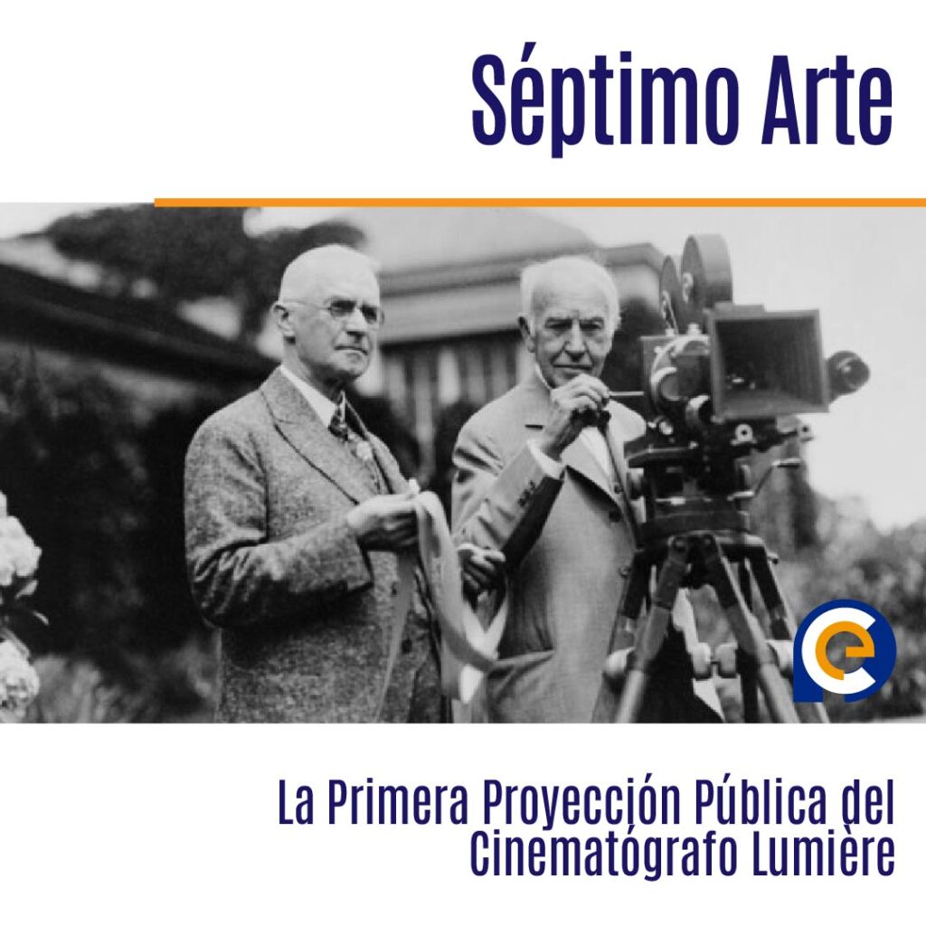 En 1895 los hermanos Louis y Auguste Lumière ofrecen la primera exhibición pública de su cinematógrafo