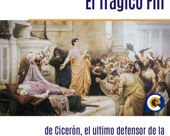 En el 43 a. C. en Roma es asesinado Cicerón, el ultimo defensor de la Republica