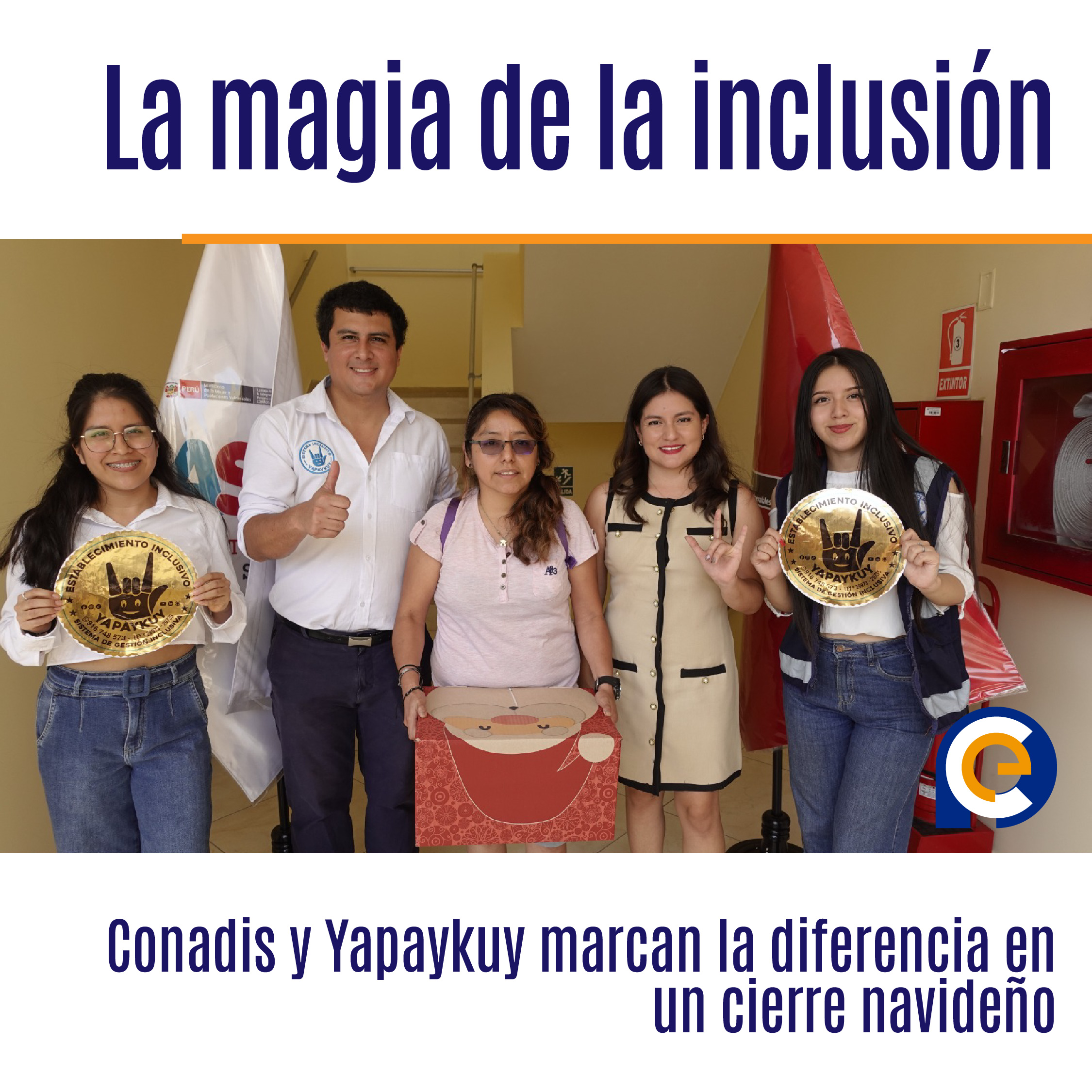 La magia de la inclusión: Conadis y Yapaykuy marcan la diferencia en un cierre navideño con talleres de empoderamiento, oportunidades de inserción laboral, y obsequio de canastas navideñas para 50 personas con discapacidad.