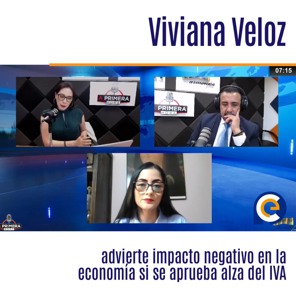 Viviana Veloz advierte impacto negativo en la economía si se aprueba alza del IVA
