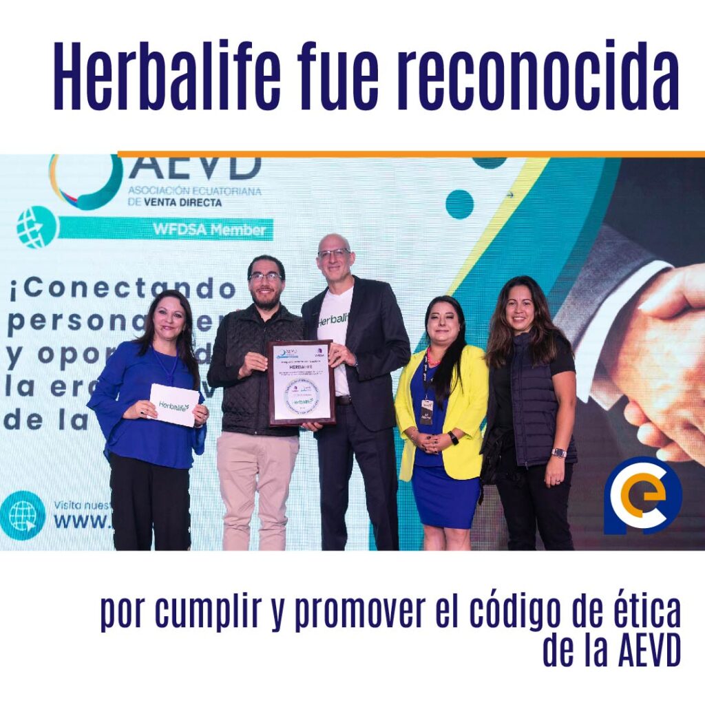 Herbalife fue reconocida por cumplir y promover el código de ética de la AEVD