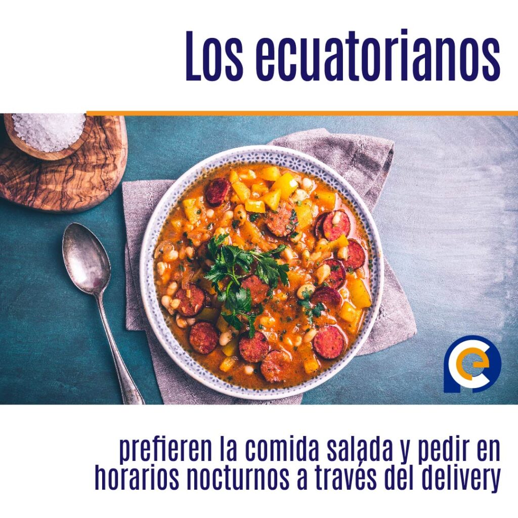 Los ecuatorianos prefieren la comida salada y pedir en horarios nocturnos a través del delivery