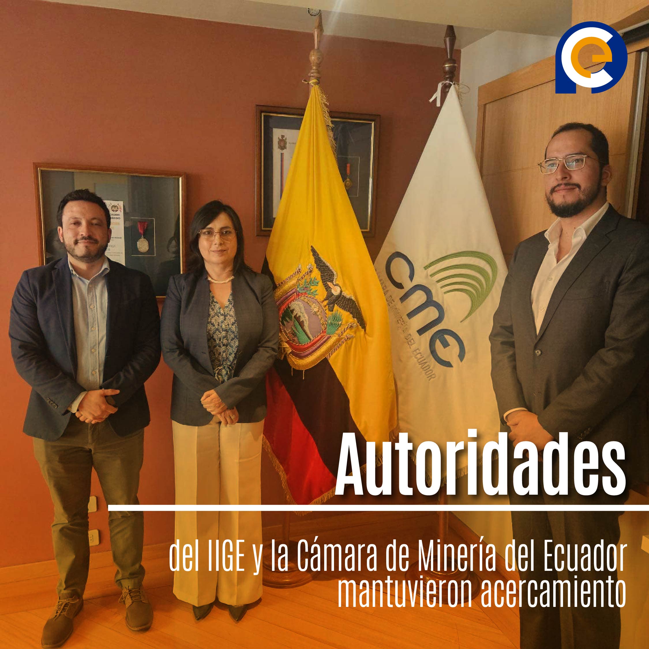 Autoridades del IIGE y la Cámara de Minería del Ecuador