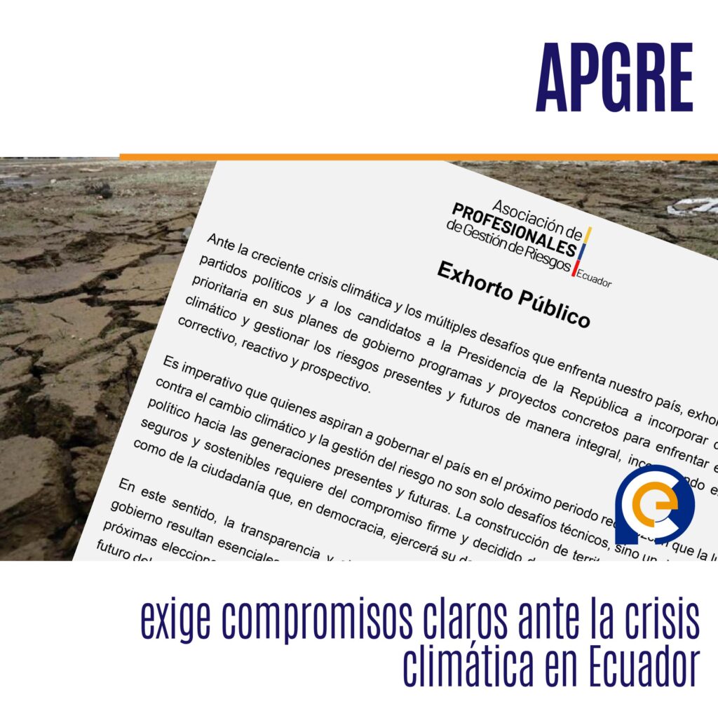 APGRE exige compromisos claros ante la crisis climática en Ecuador