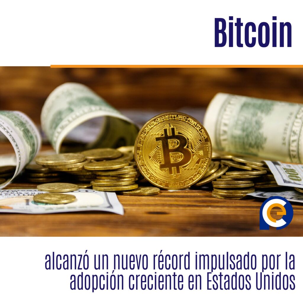 Bitcoin alcanzó un nuevo récord impulsado por la adopción creciente en Estados Unidos