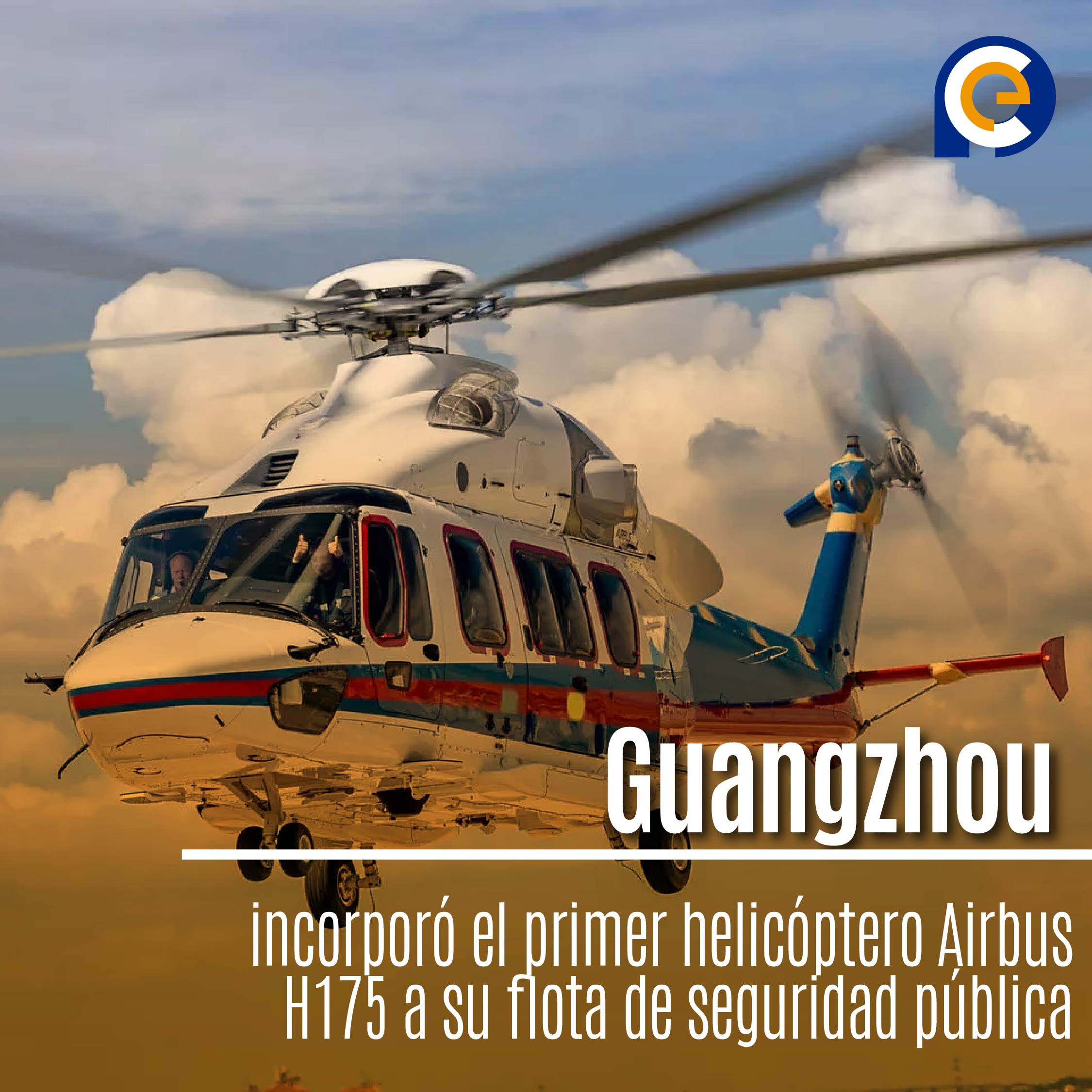 Guangzhou incorporó el primer helicóptero Airbus H175 a su flota de seguridad pública