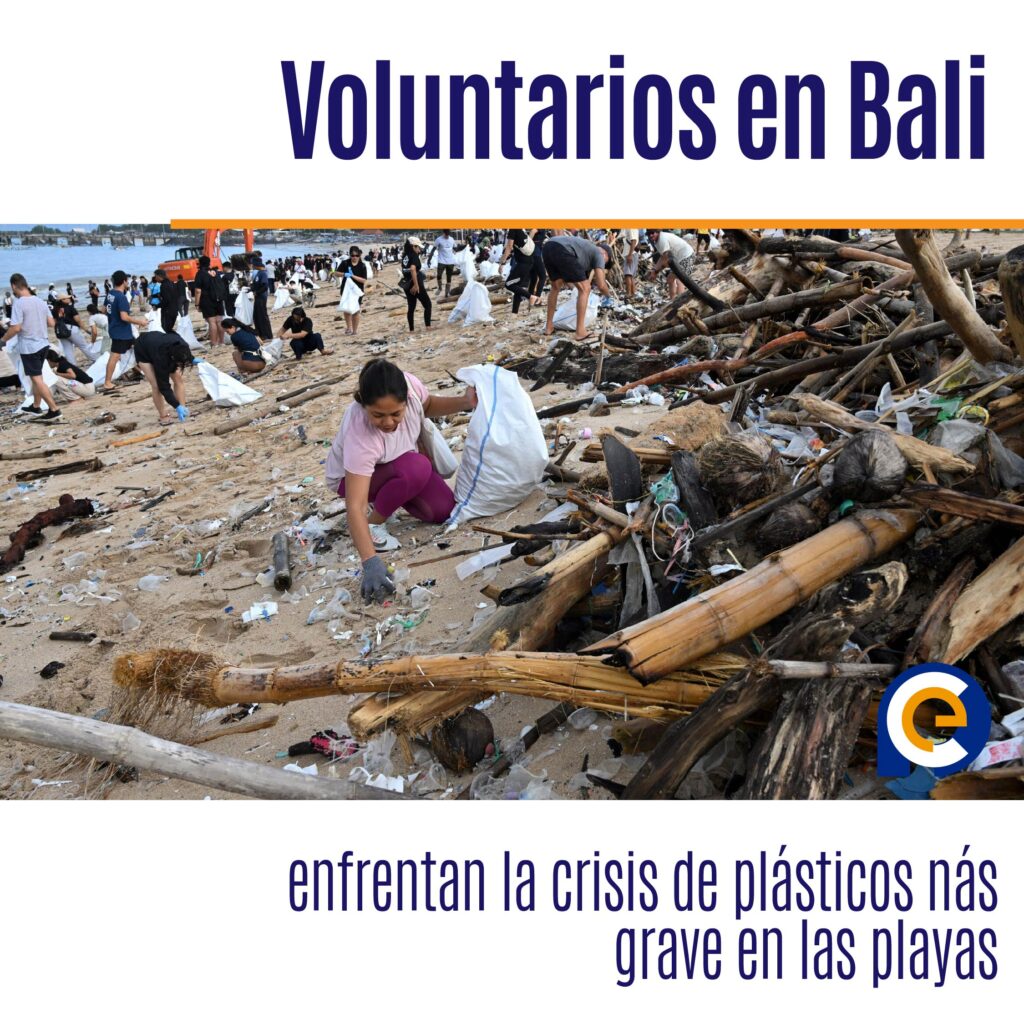 Voluntarios en Bali enfrentan la crisis de plásticos nás grave en las playas