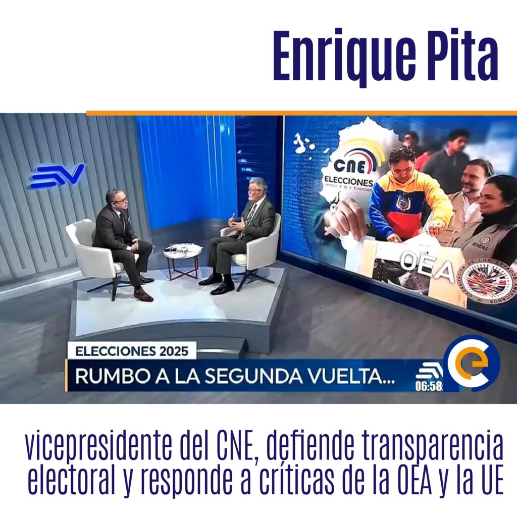 Enrique Pita, vicepresidente del CNE, defiende transparencia electoral y responde a críticas de la OEA y la UE