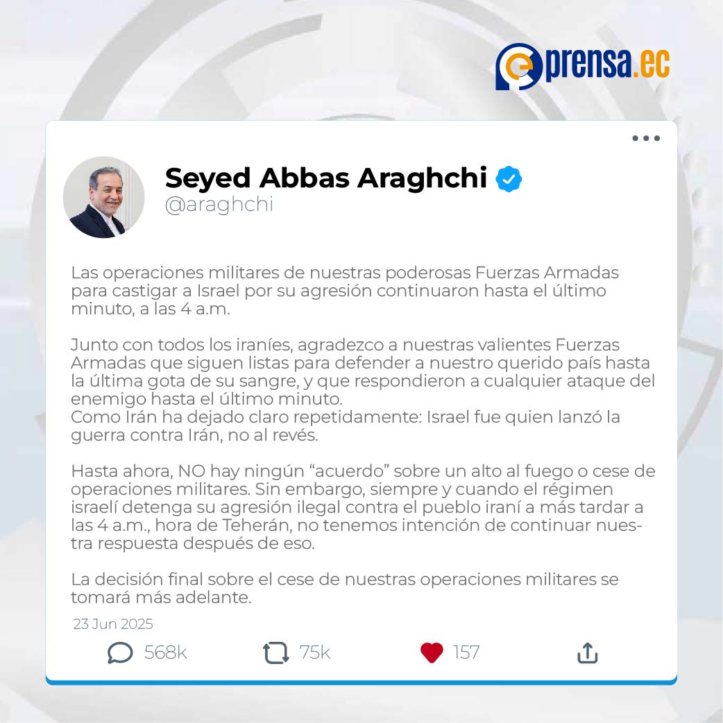 Irán continúa operaciones militares contra Israel