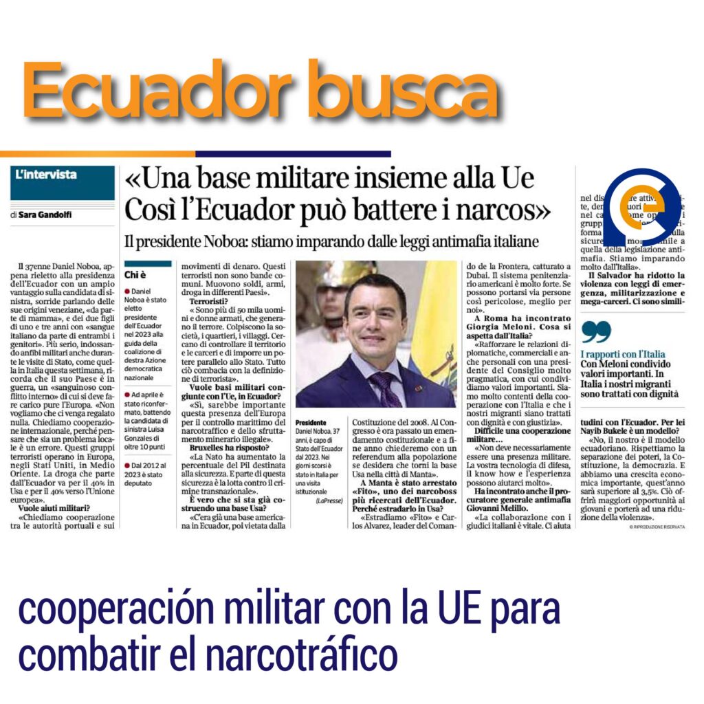 Ecuador busca cooperación militar con la UE para combatir el narcotráfico