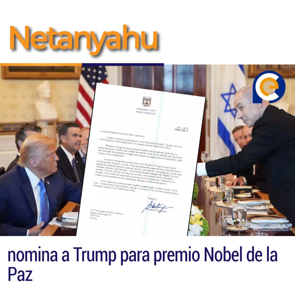 Netanyahu nomina a Trump para premio Nobel de la Paz