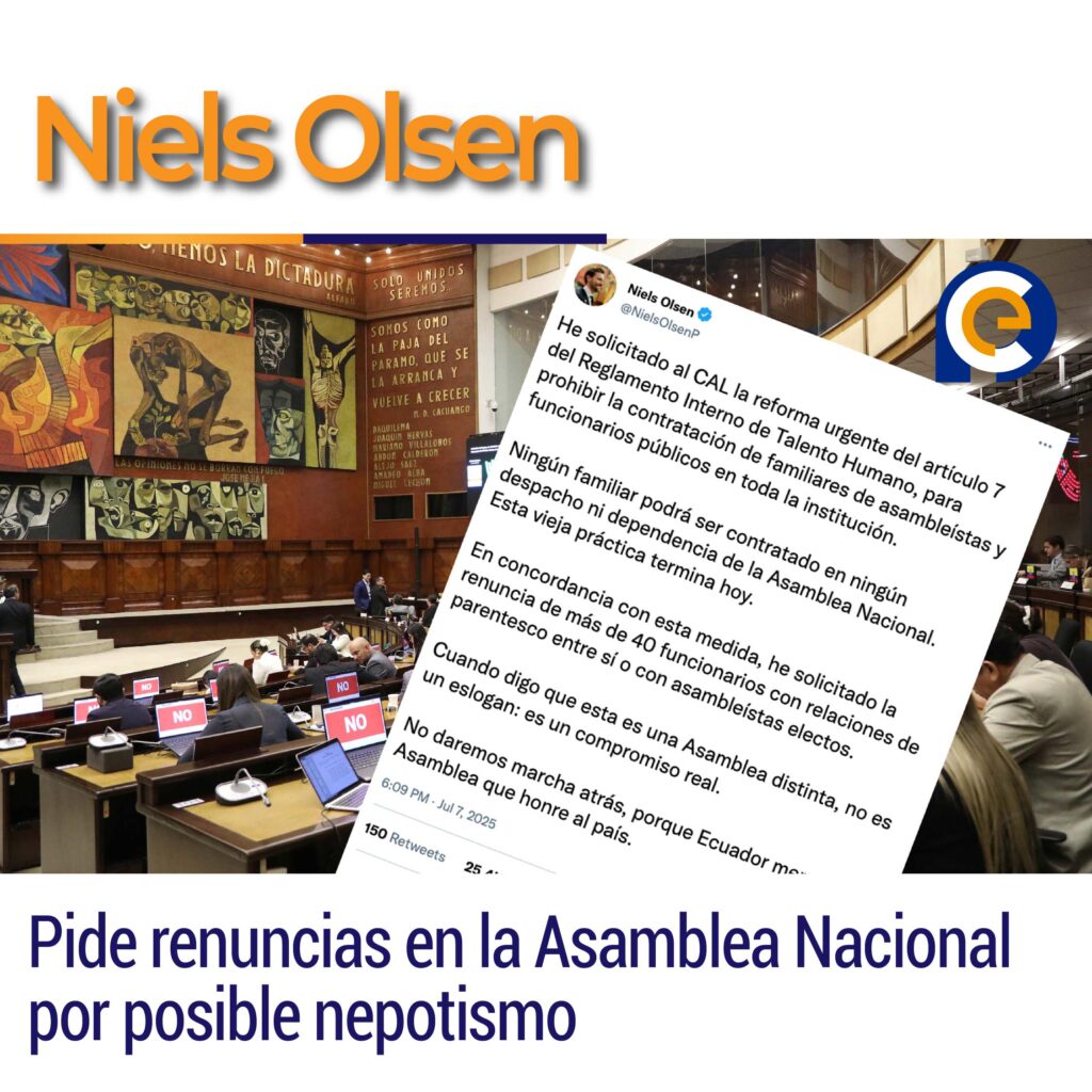 Niels Olsen pide renuncias en la Asamblea Nacional por posible nepotismo