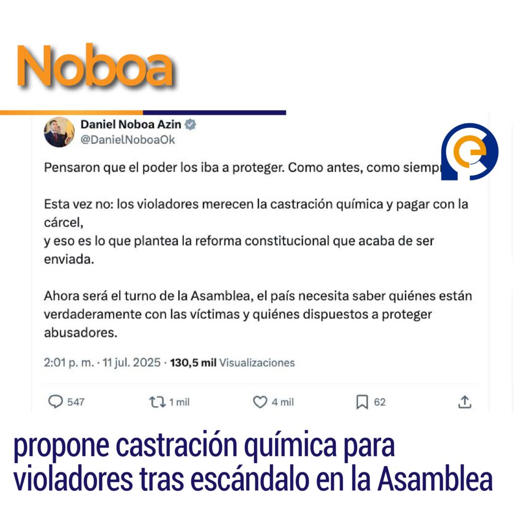 Noboa propone castración química para violadores tras escándalo en la Asamblea