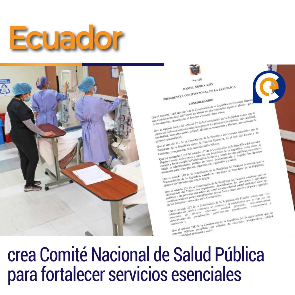 Ecuador crea Comité Nacional de Salud Pública para fortalecer servicios esenciales