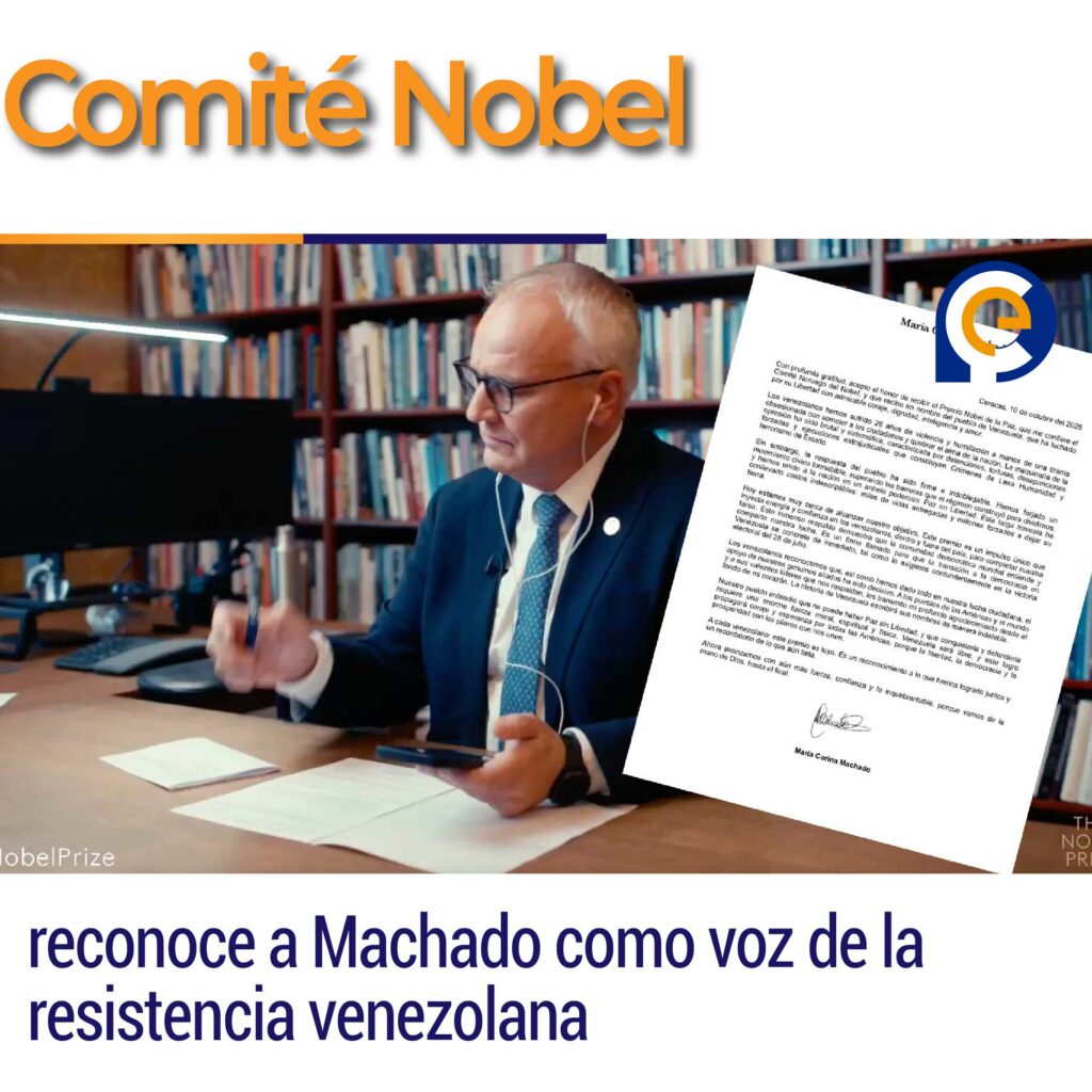 Comité Nobel reconoce a Machado como voz de la resistencia venezolana
