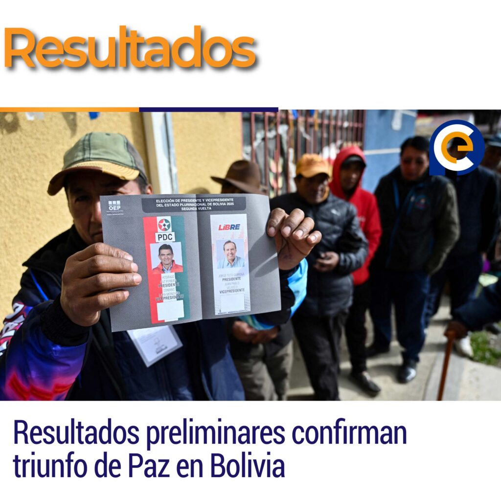Resultados preliminares confirman triunfo de Paz en Bolivia