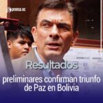 Resultados preliminares confirman triunfo de Paz en Bolivia
