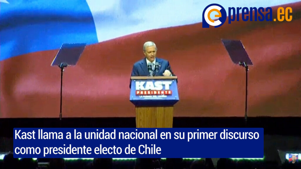 José Antonio Kast promete unidad y orden en primer discurso como presidente electo de Chile