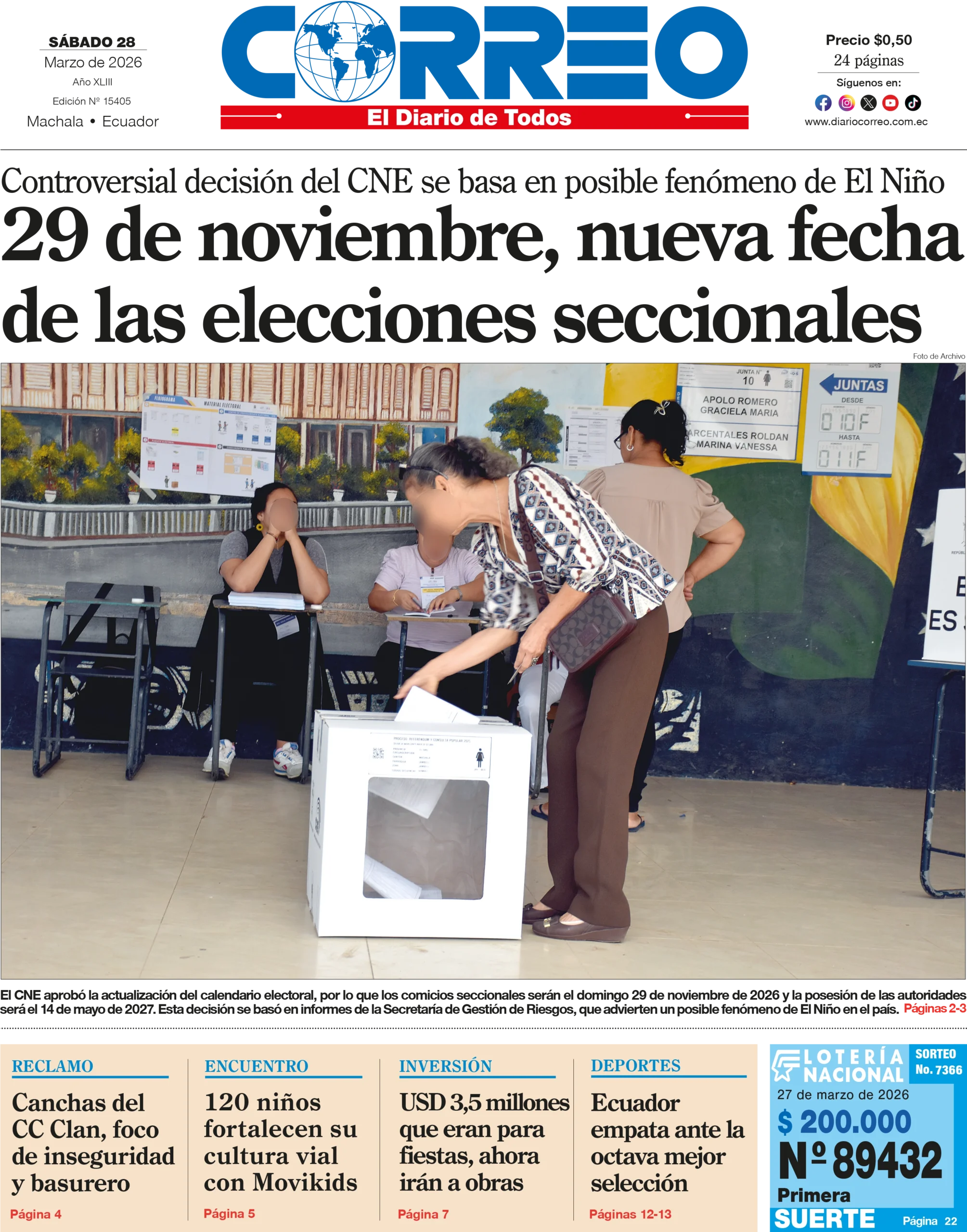 CNE adelanta elecciones seccionales en Ecuador para el 29 de noviembre