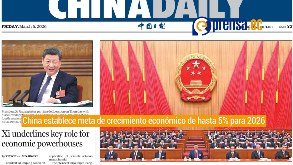 China establece meta de crecimiento económico de hasta 5% para 2026