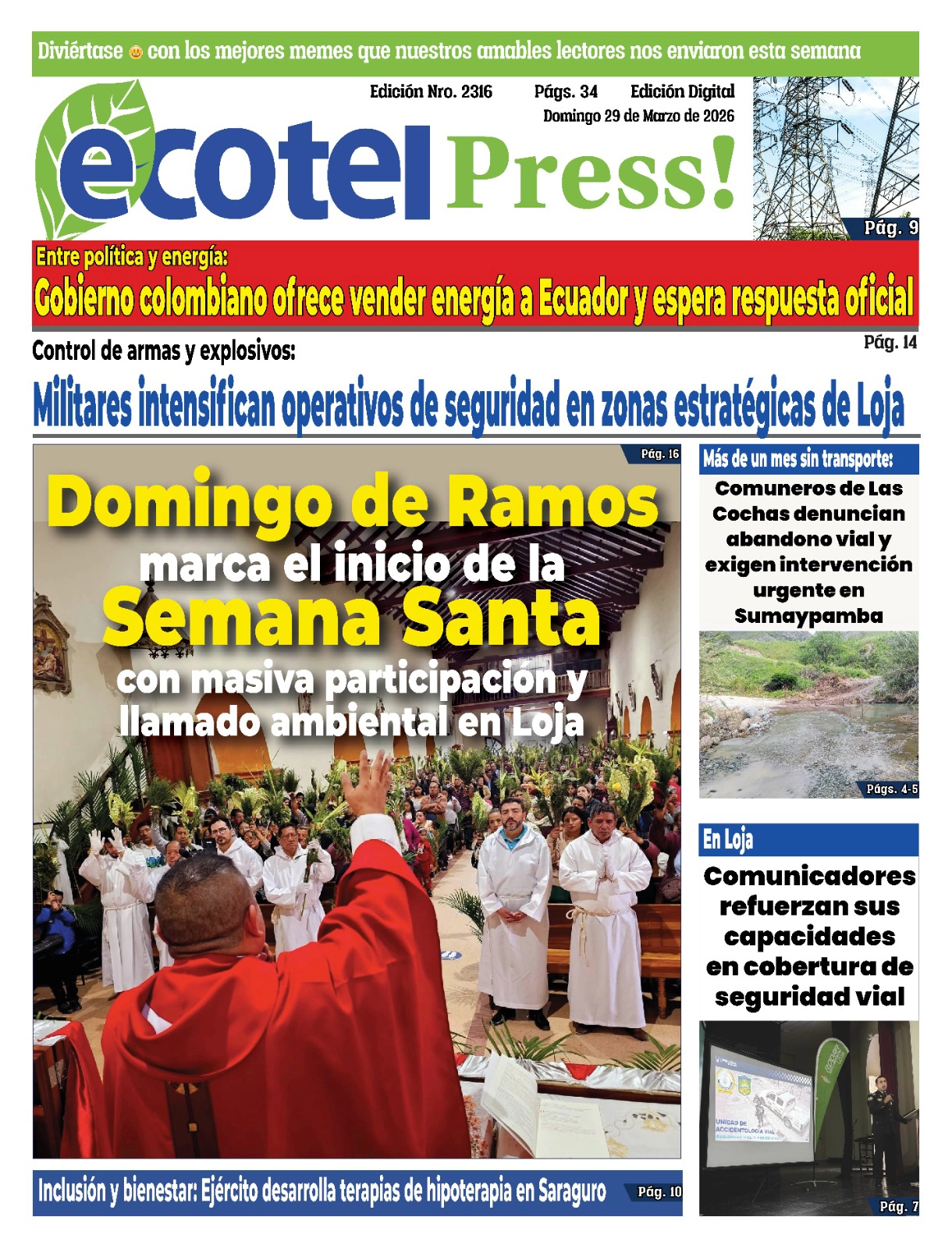 Domingo de Ramos e incertidumbre electoral marcan la agenda en Ecuador