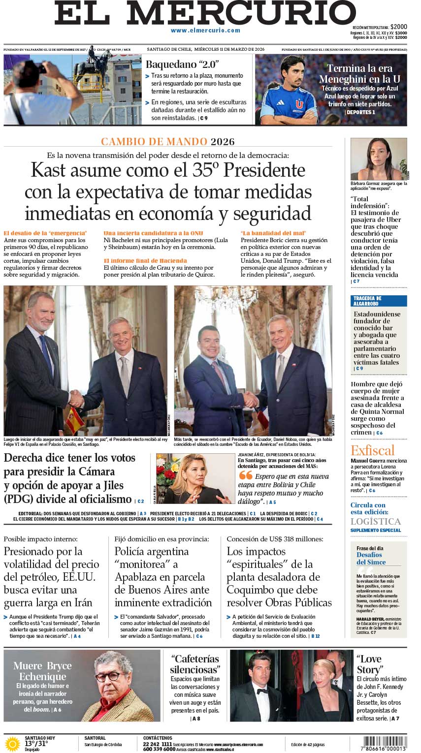 José Antonio Kast asume la presidencia de Chile con urgencias en seguridad