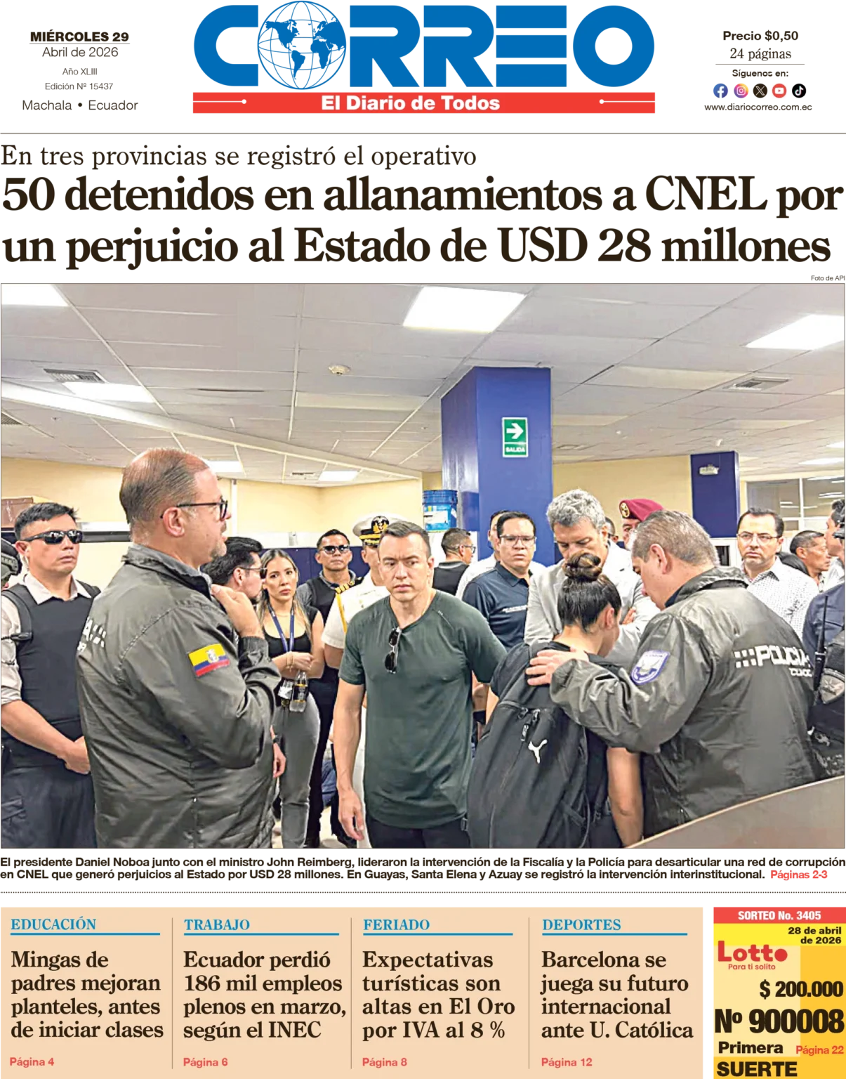 Desarticulan red de corrupción en CNEL tras 11 años de operaciones