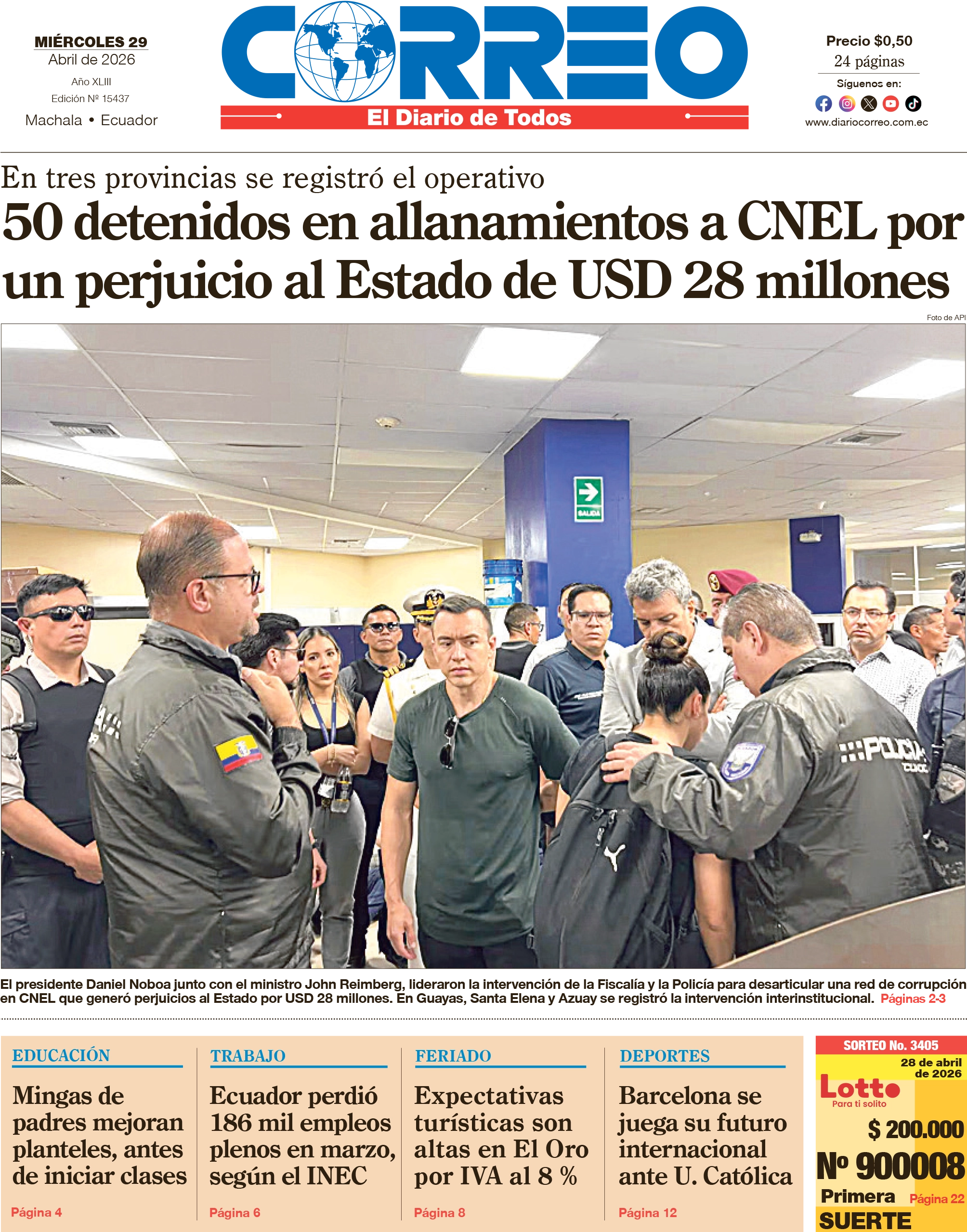 Desarticulan red de corrupción en CNEL tras 11 años de operaciones