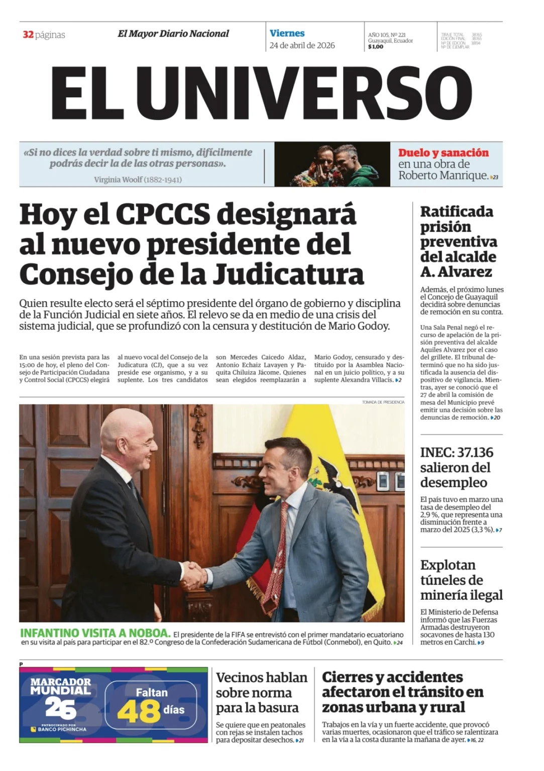 Gestión judicial y seguridad marcan la agenda política en Ecuador