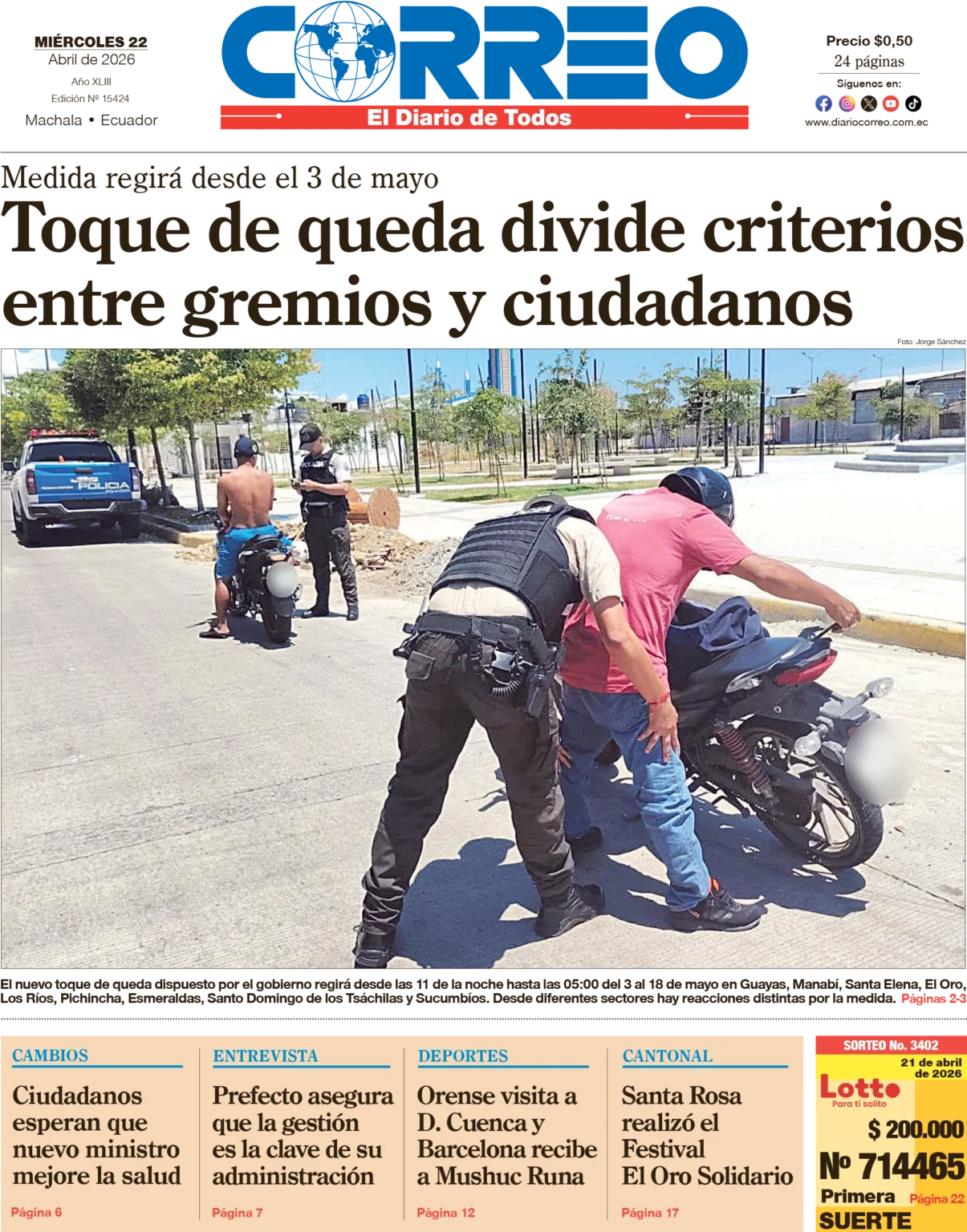 Toque de queda y crisis sanitaria marcan la agenda nacional en Ecuador