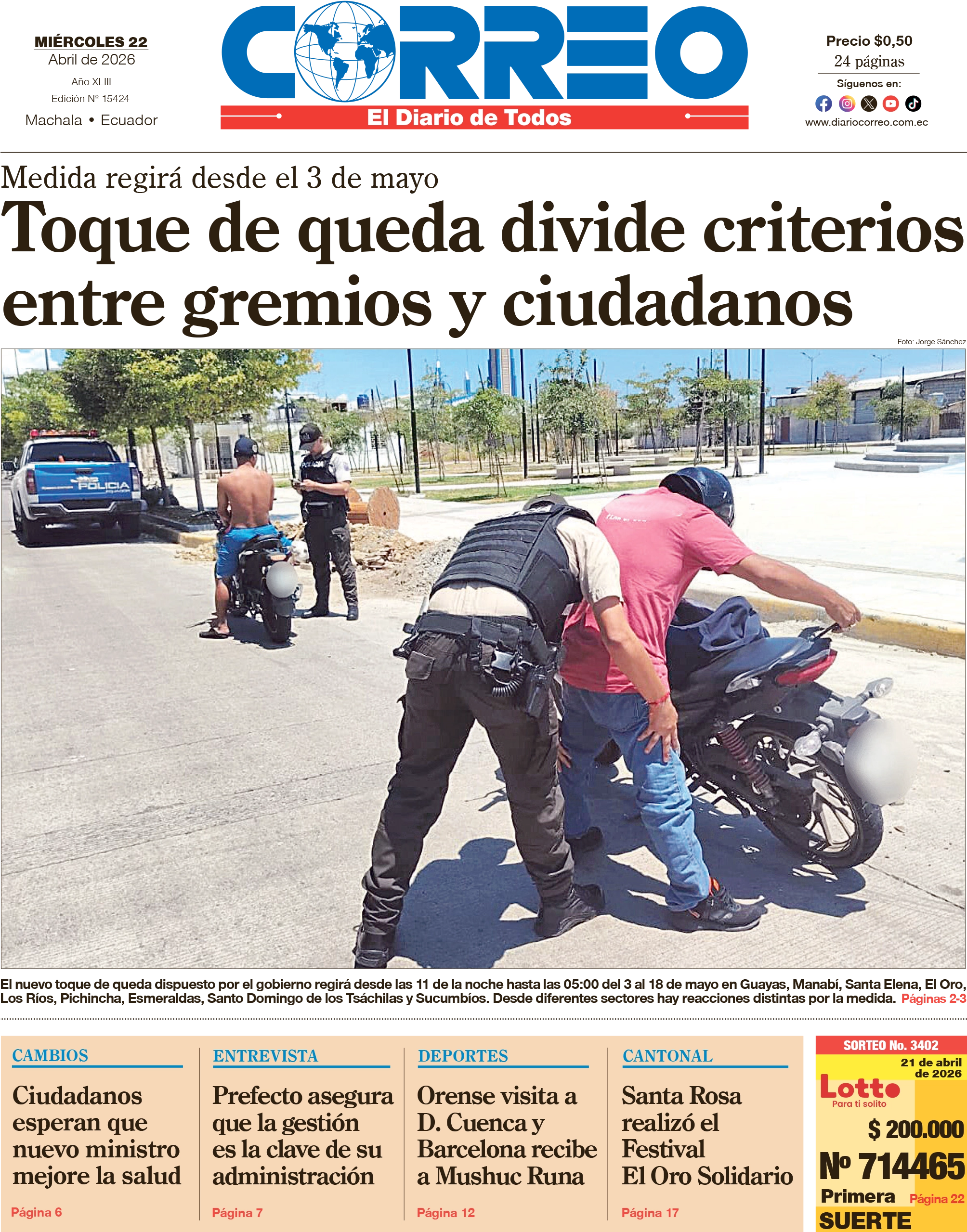 Toque de queda y crisis sanitaria marcan la agenda nacional en Ecuador